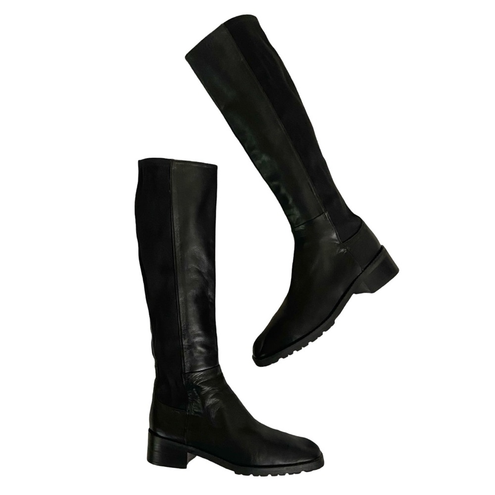 Stuart Weitzman | Pull on Black Leather City Boots